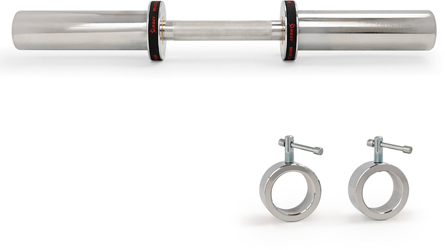 Sunny Health & Fitness 20" Olympic Dumbbell Handles with Ring Collars