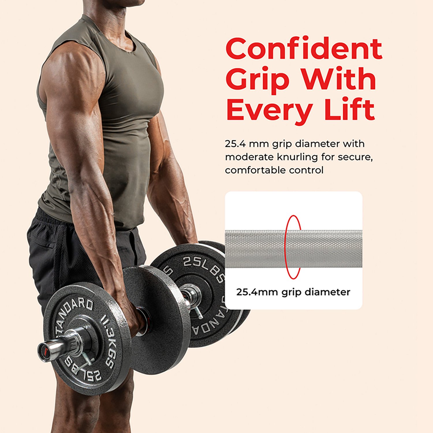 Sunny Health & Fitness 20" Olympic Dumbbell Handles with Ring Collars