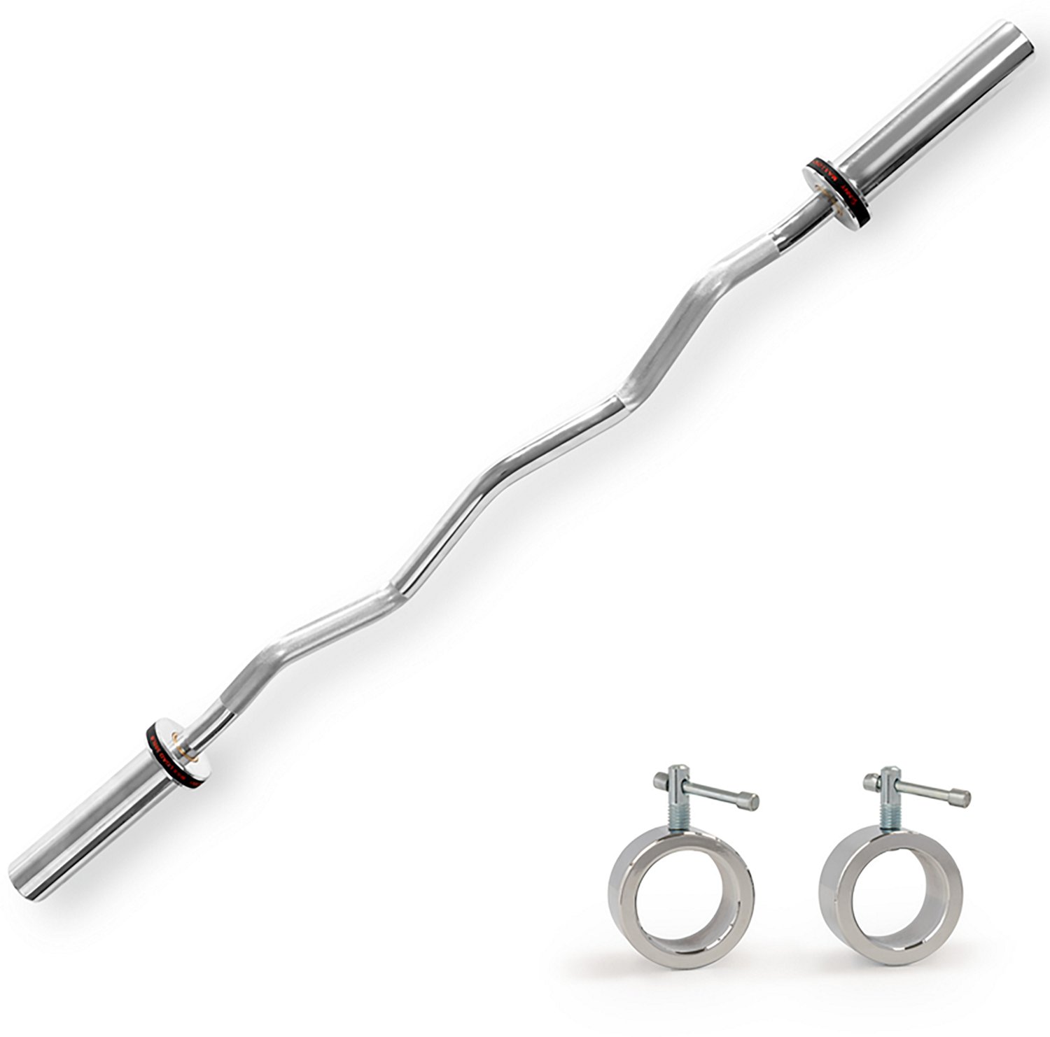 Sunny Health & Fitness 47" Olympic Curl Bar with Ring Collars
