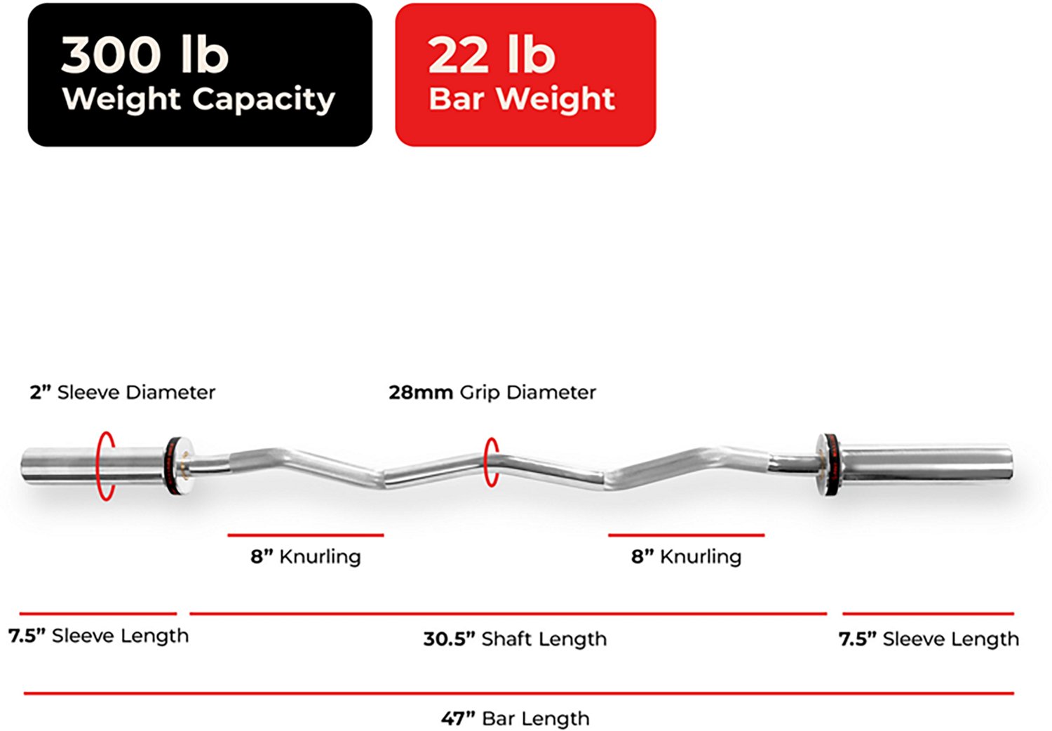 Sunny Health & Fitness 47" Olympic Curl Bar with Ring Collars - view number 6