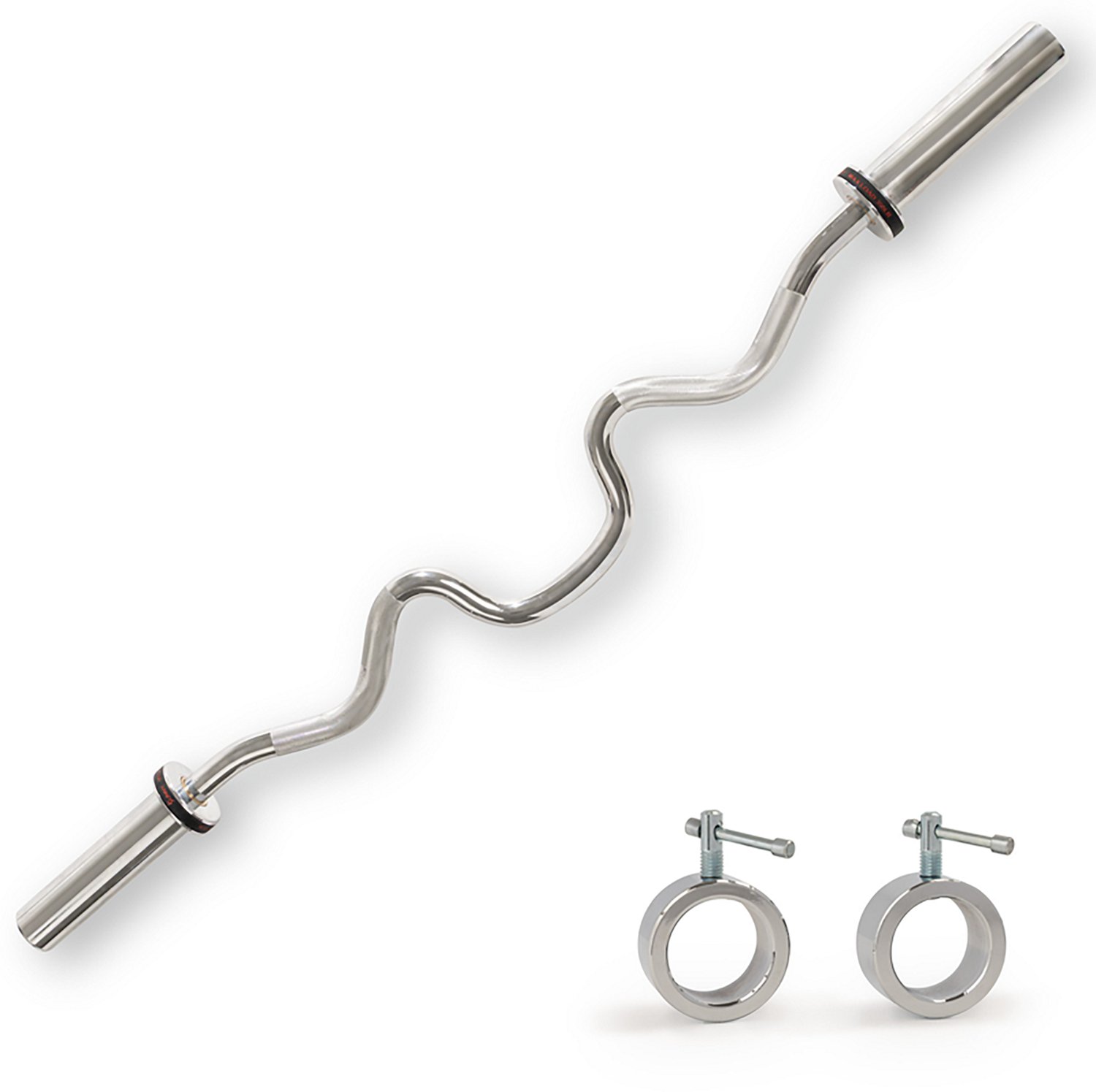 Sunny Health & Fitness 48" Olympic Super Curl Bar with Ring Collars