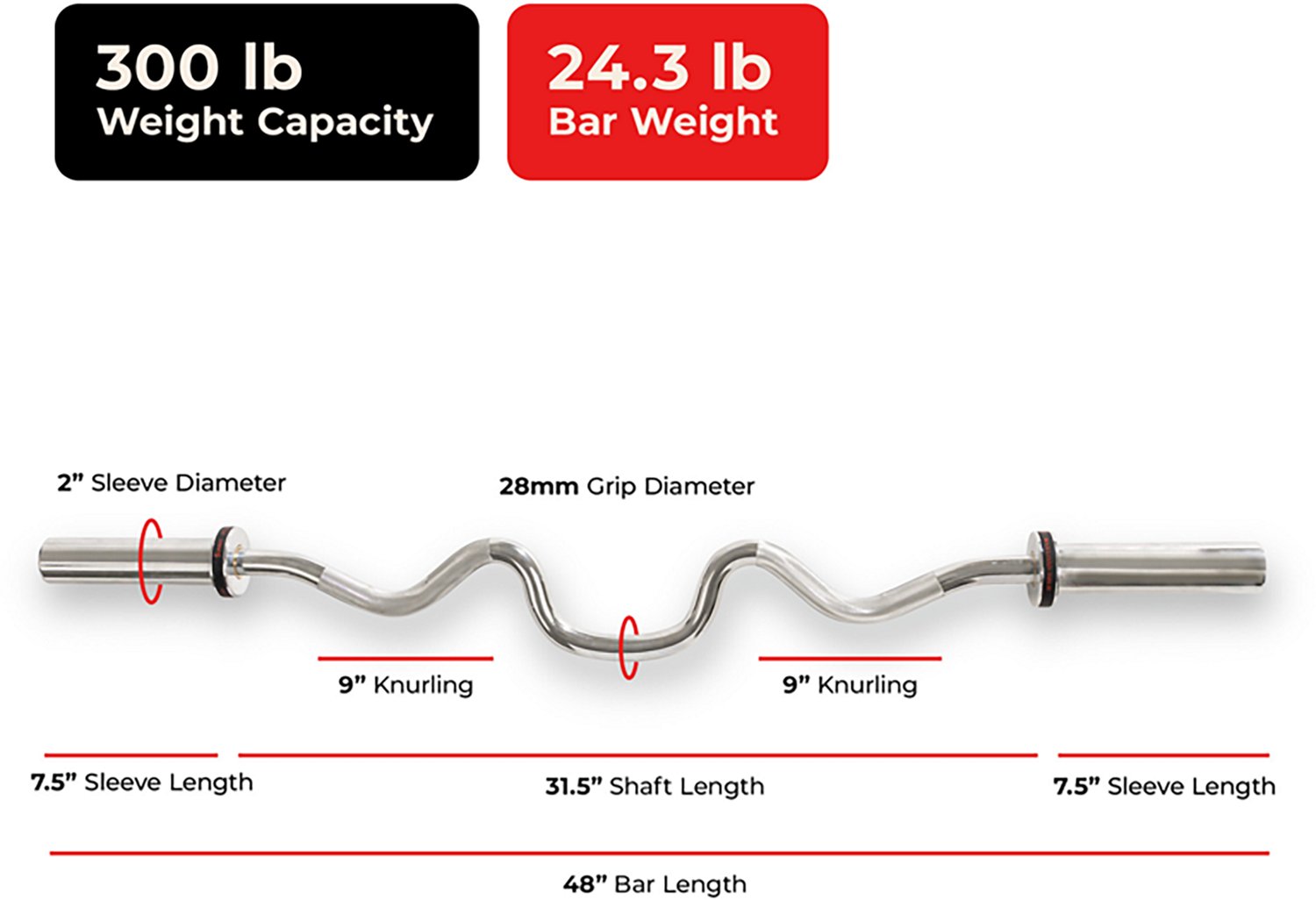 Sunny Health & Fitness 48" Olympic Super Curl Bar with Ring Collars - view number 6