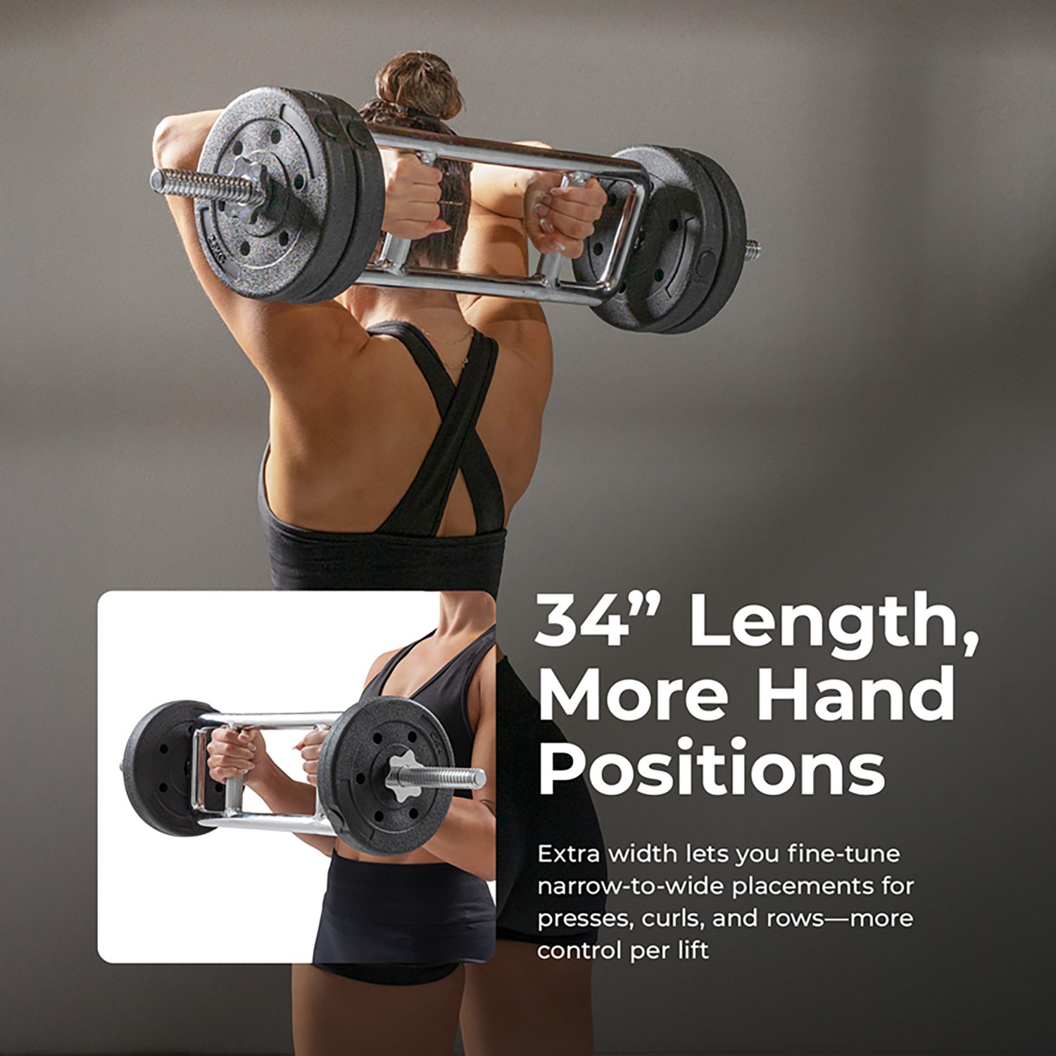 Sunny Health & Fitness 34" Olympic Tricep Bar with Ring Collars