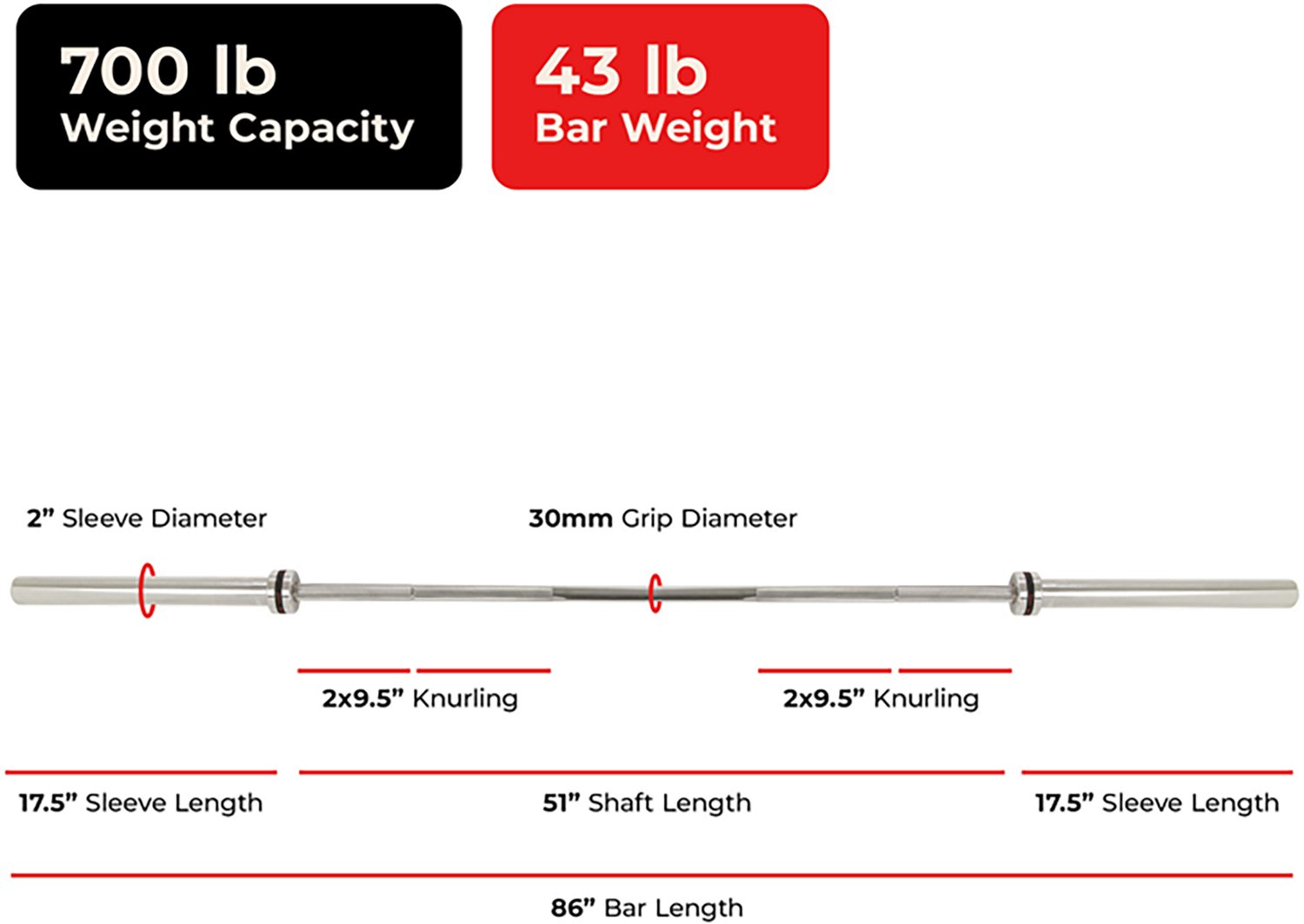 Sunny Health & Fitness 86 in. Olympic Barbell