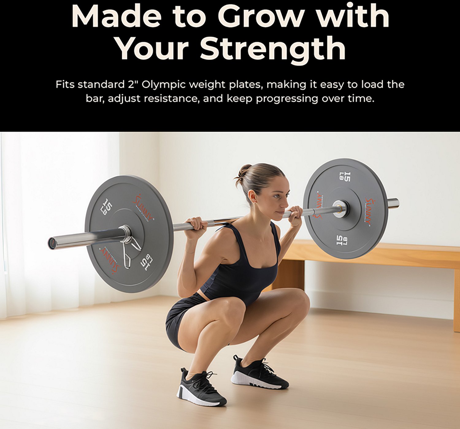 Sunny Health & Fitness 86 in Olympic Barbell - view number 5