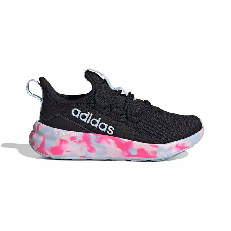 adidas Girls Little Kids and Big Kids Lite Racer Adapt 8.0 Stretch Lace Casual Shoes in Core Black/Crystal Sky/Shock Pink Size: 1.5
