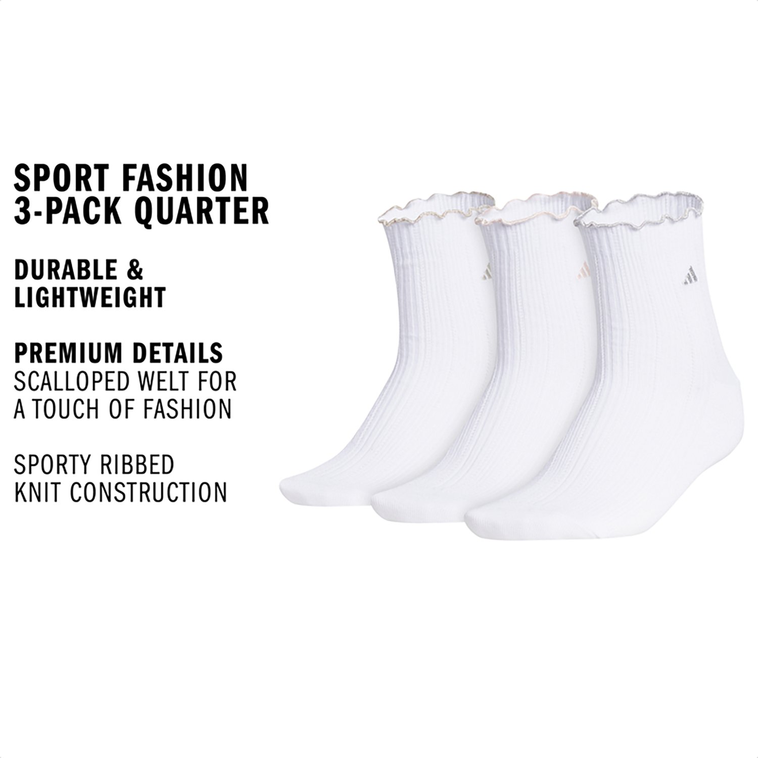 adidas Women's Performance Ruffle Quarter Socks 3-Pack - view number 2
