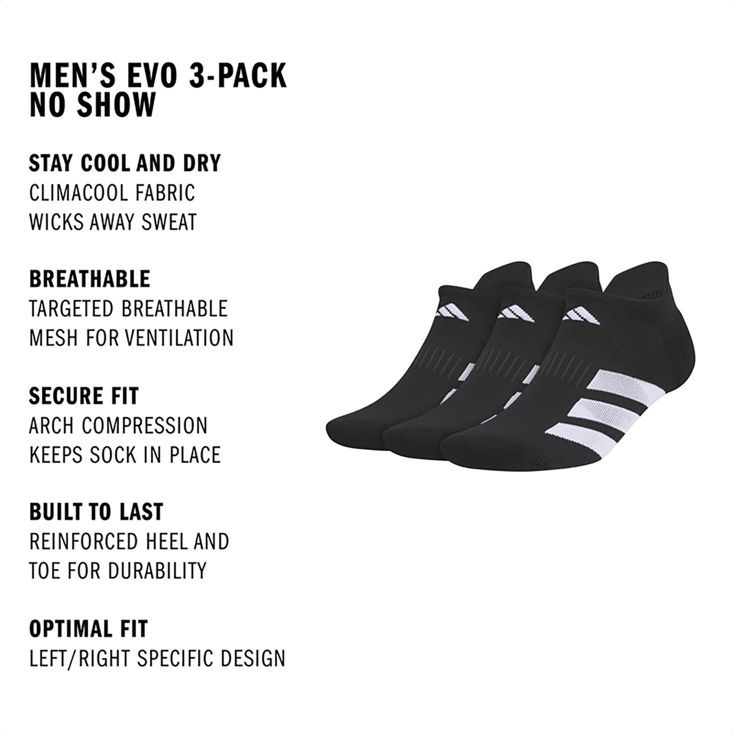 adidas EVO Training No Show Socks 3 Pack - view number 2