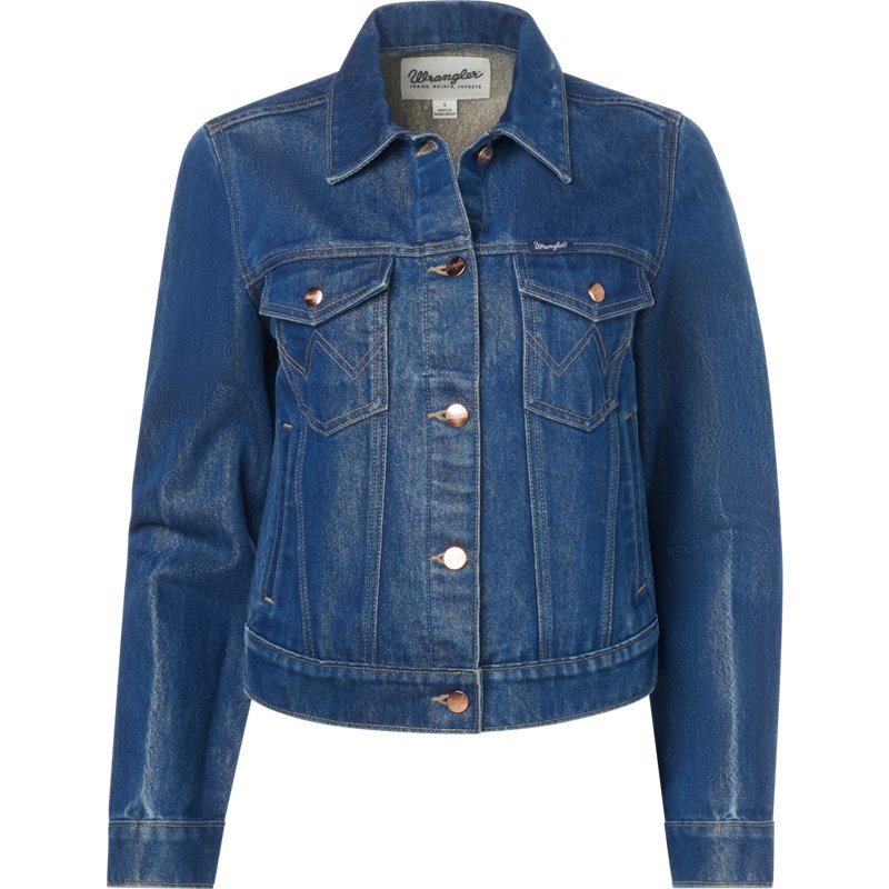 Women's Glitter Unlined Denim Trucker Jacket in Denim