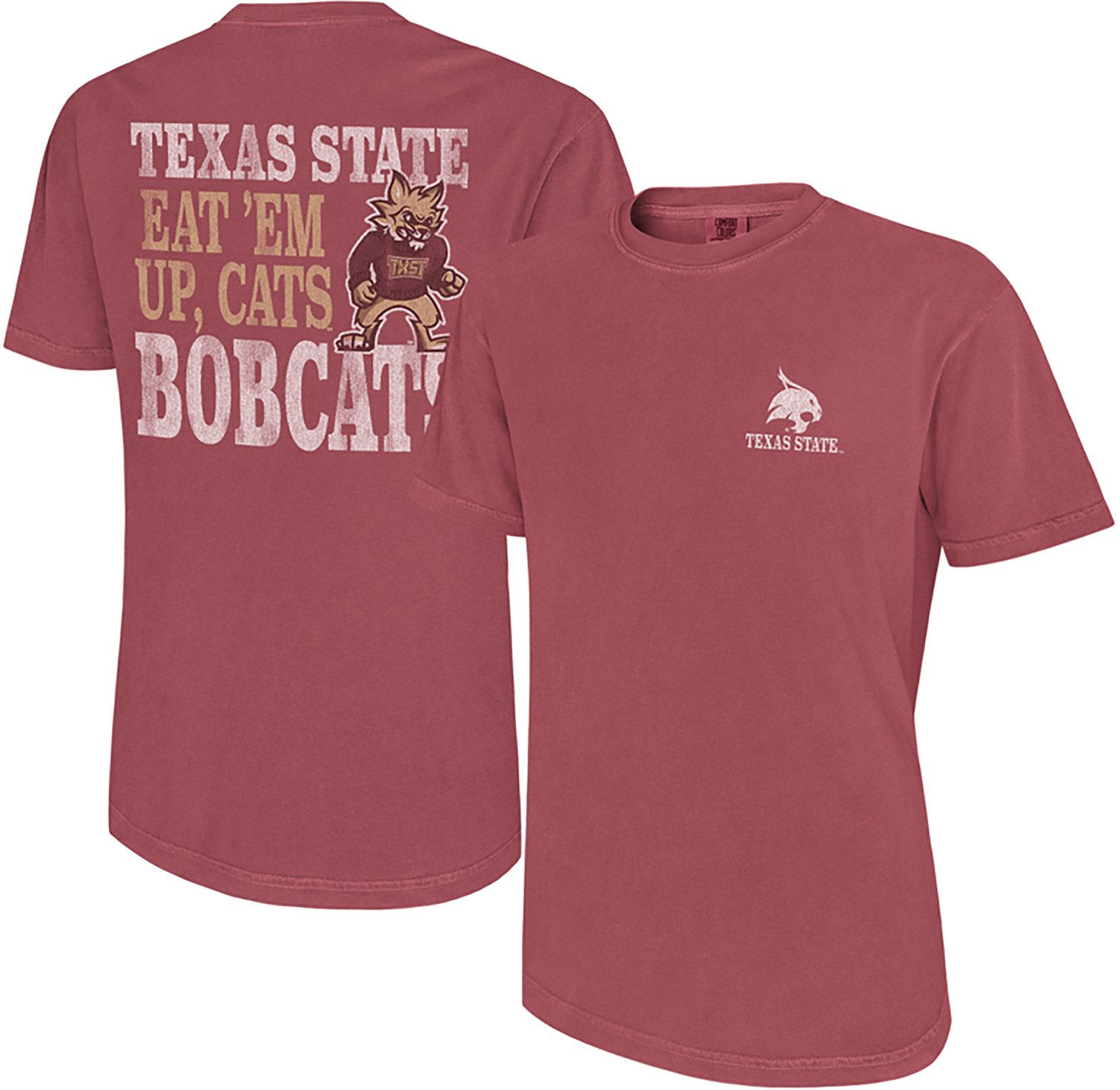 WILDCAT RETRO Men's Texas State University Eat 'Em Up Cats Mascot Graphic T-shirt