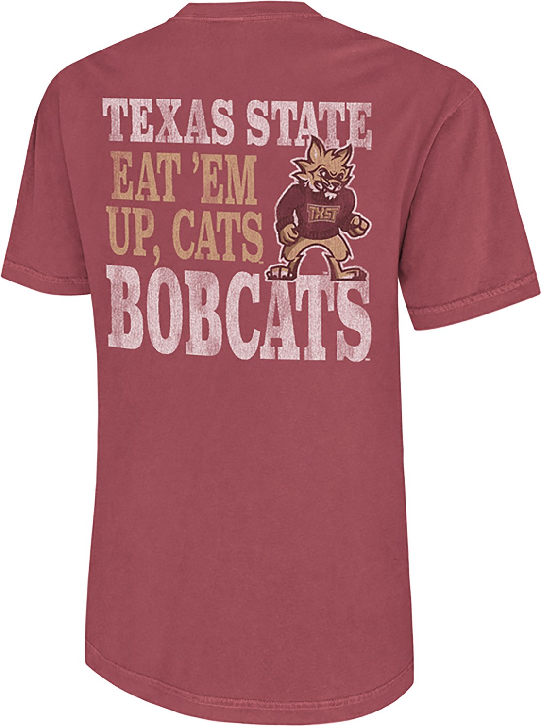 WILDCAT RETRO Men's Texas State University Eat 'Em Up Cats Mascot Graphic T-shirt - view number 3