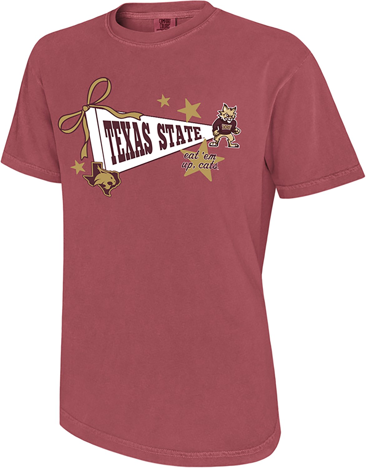 WILDCAT RETRO Women's Texas State University Pennant Star Graphic T-shirt