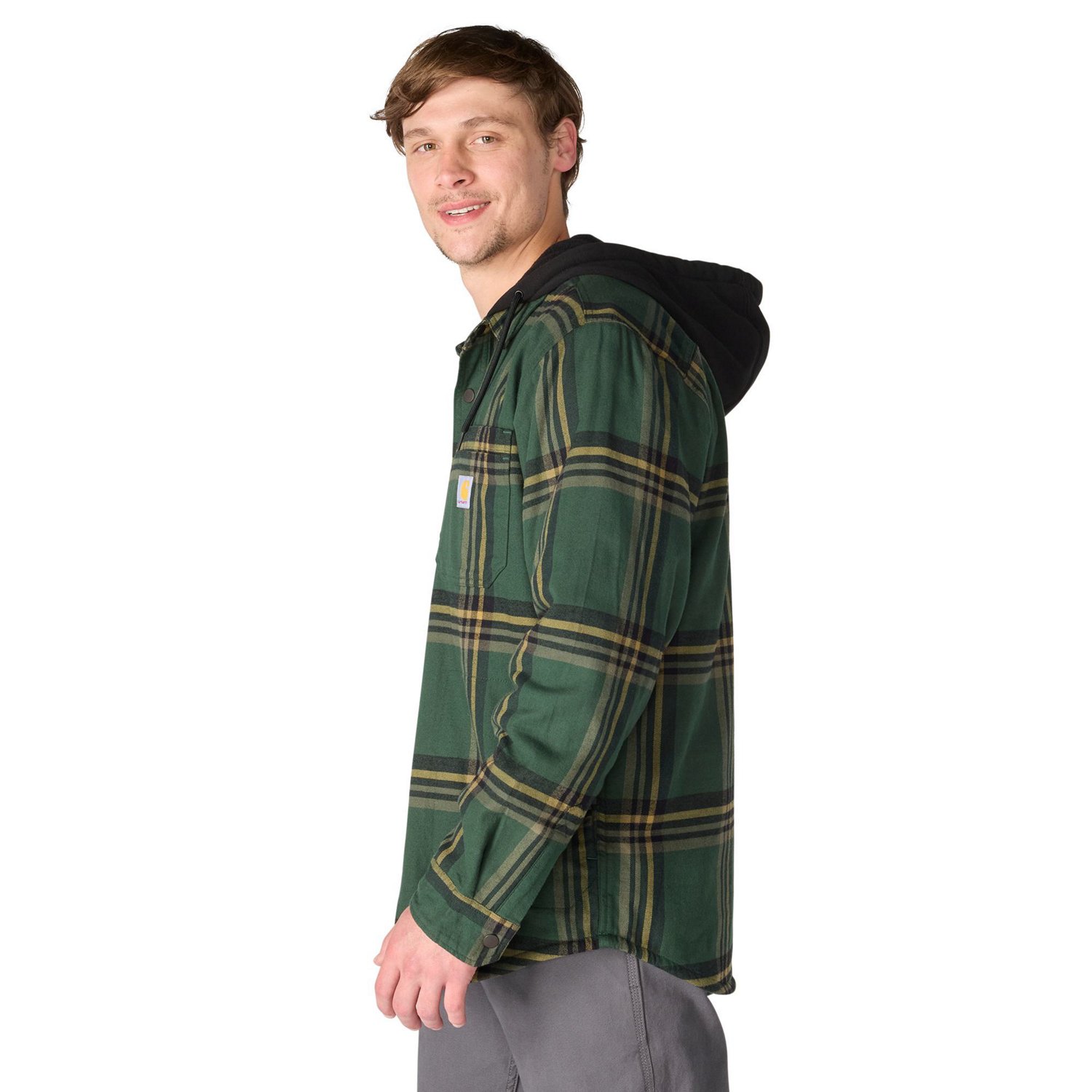 Carhartt Men's Rugged Flex Relaxed Fit Flannel Fleece Lined Hooded Shirt Jac - view number 2