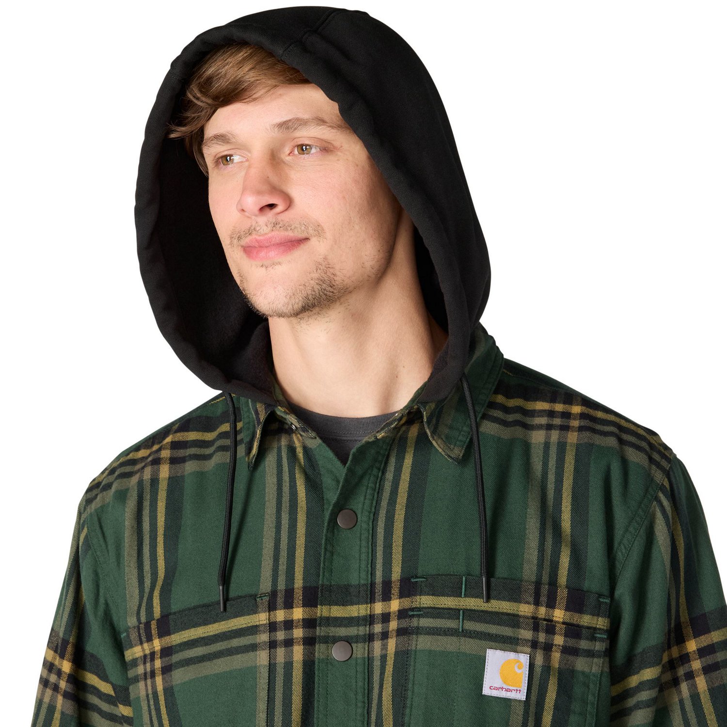 Carhartt Men's Rugged Flex Relaxed Fit Flannel Fleece Lined Hooded Shirt Jac - view number 4