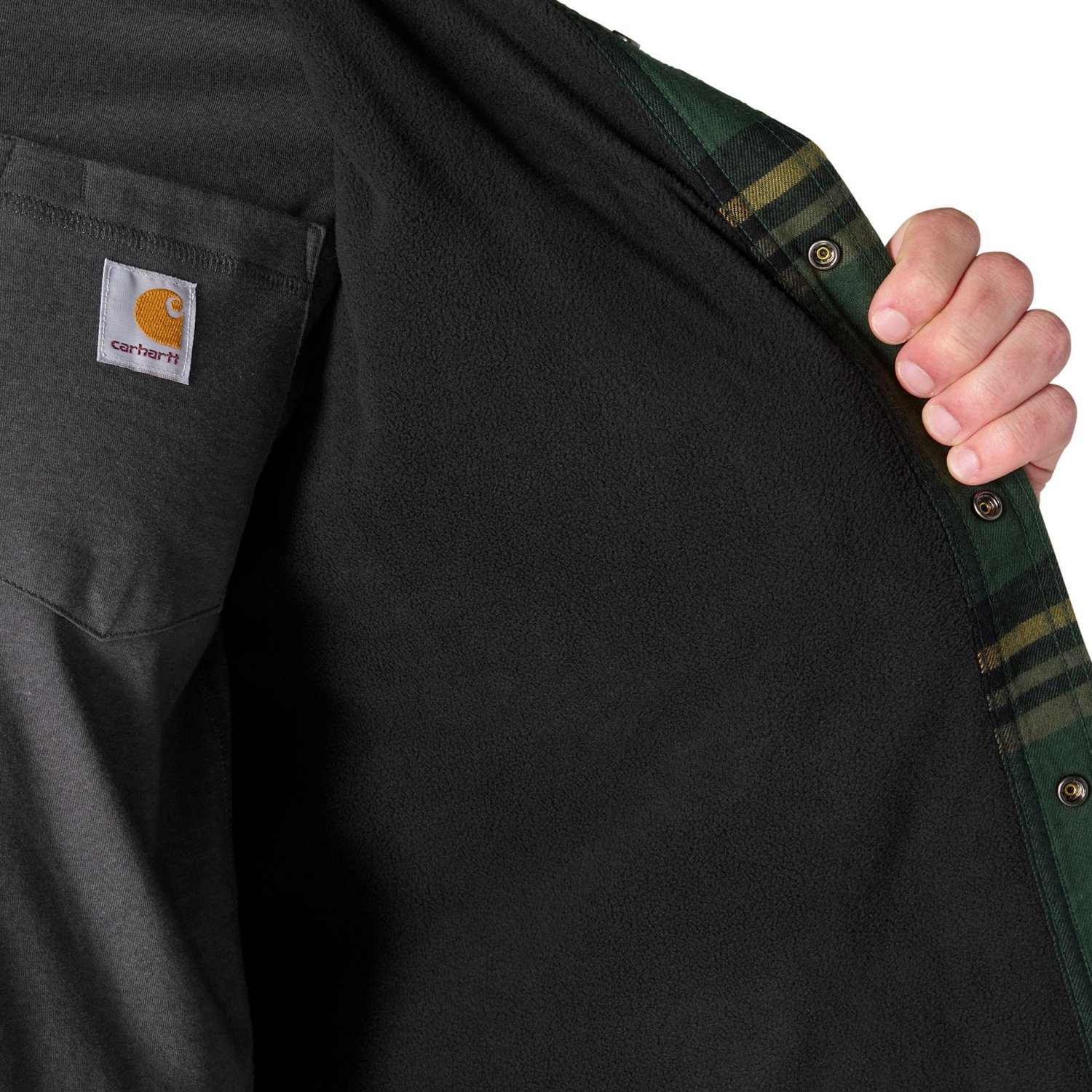 Carhartt Men's Rugged Flex Relaxed Fit Flannel Fleece Lined Hooded Shirt Jac - view number 7