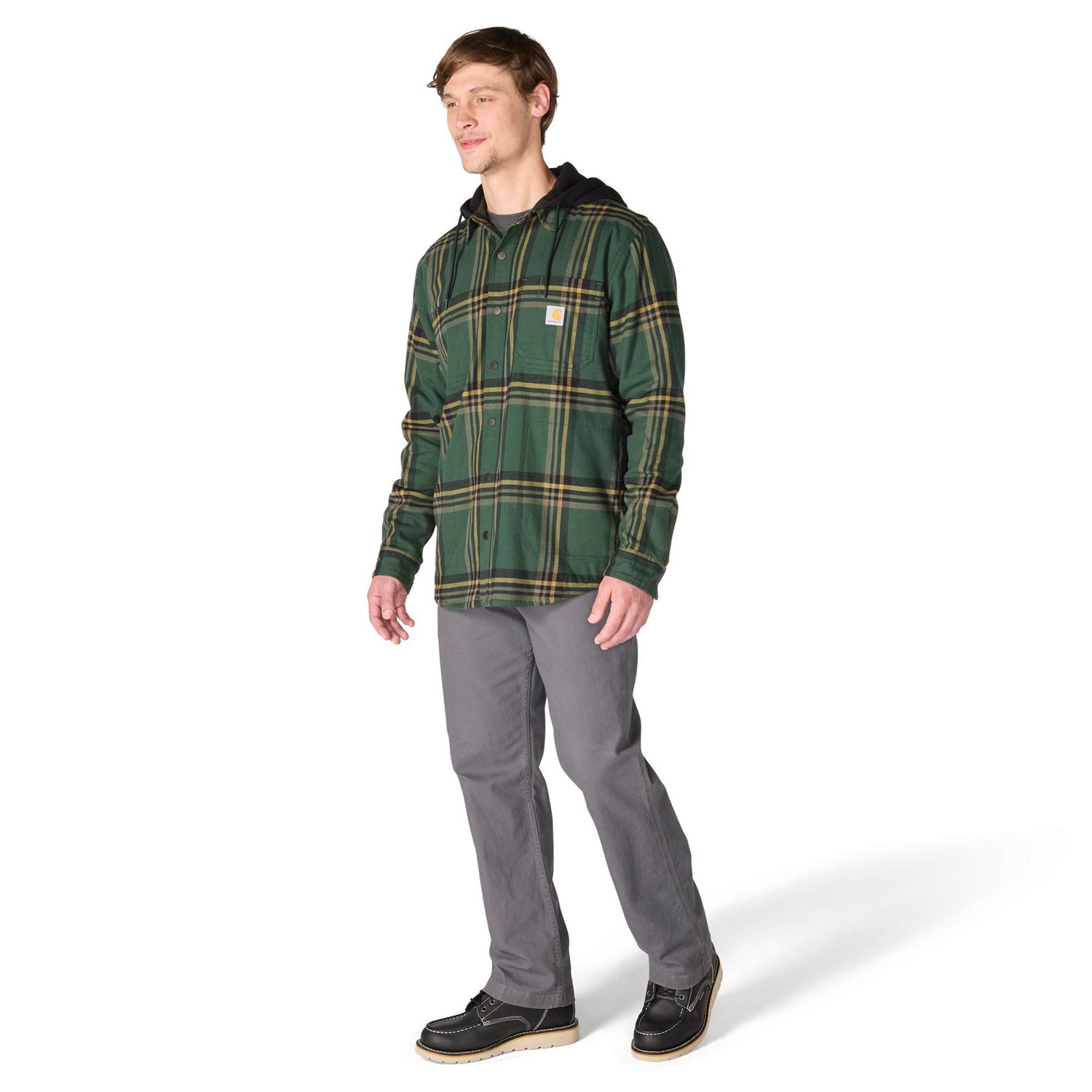 Carhartt Men's Rugged Flex Relaxed Fit Flannel Fleece Lined Hooded Shirt Jac - view number 8
