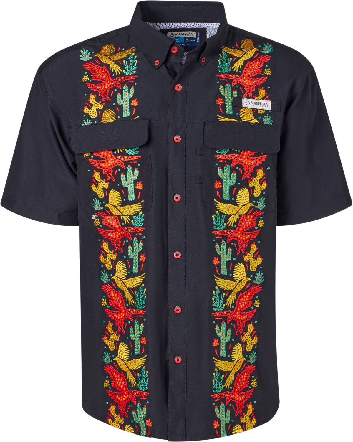 Magellan Outdoors Men's Hispanic Heritage Eagle & Cacti Guayabera Shirt