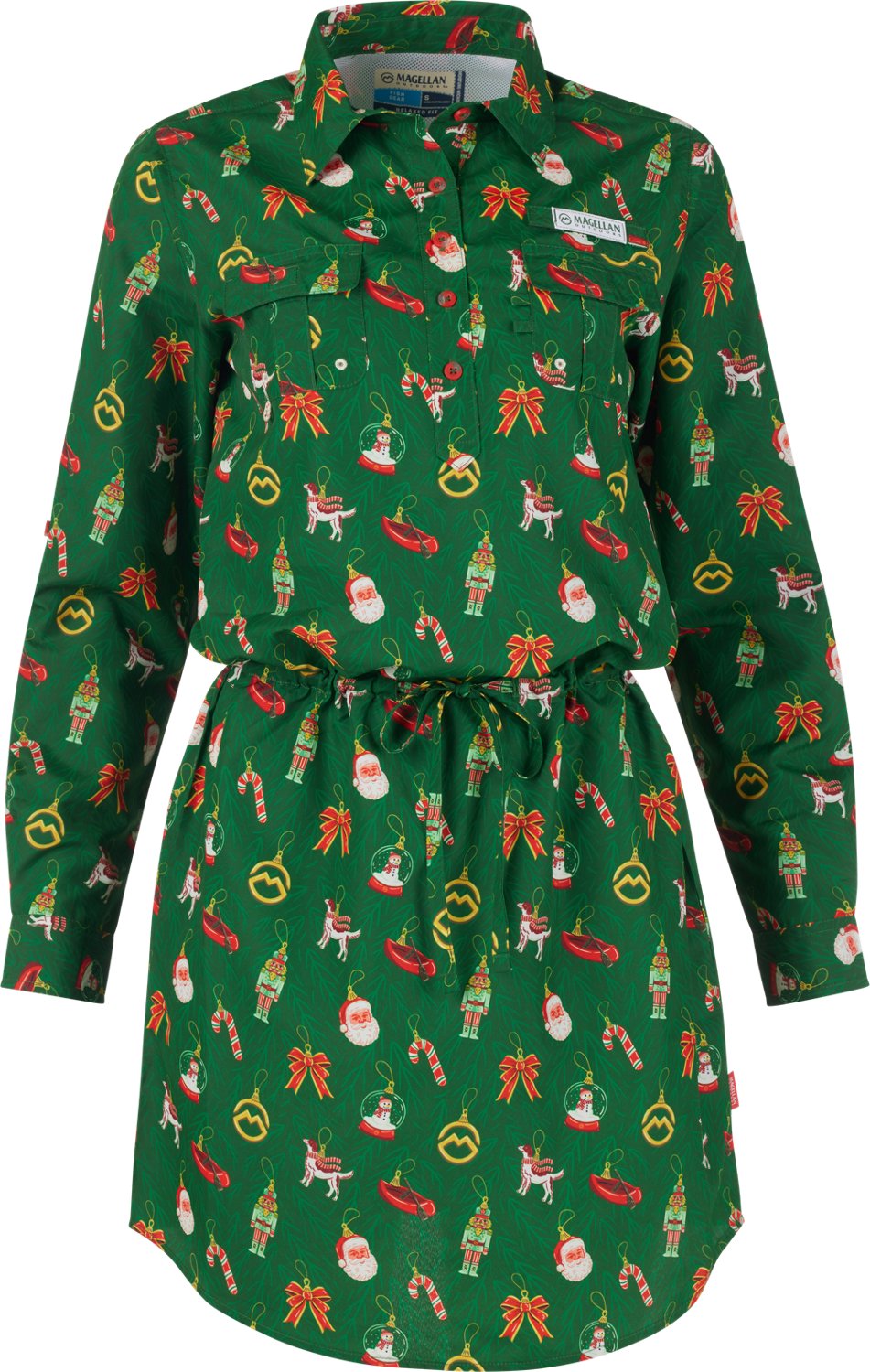 Magellan Outdoors Women's Laguna Madre Holiday Ornament Long Sleeve Dress