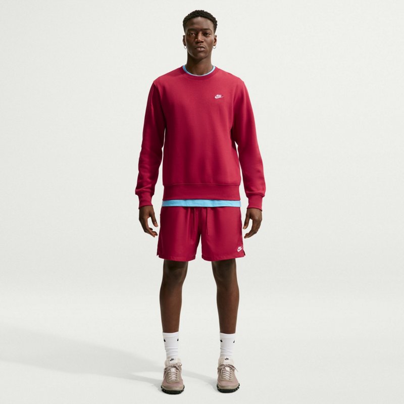 Nike Men's Club Flow Relaxed-Fit 6" Drawstring Shorts - Tough Red/White