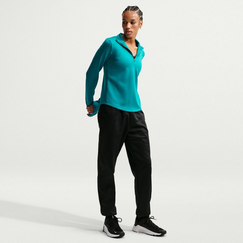 Nike Women's One Therma-FIT 1/2-Zip Mid Layer, Medium, Bright Spruce/White