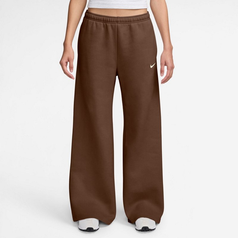 Nike Womens Studio Fleece Wide Leg Pants - Cacao/Sail