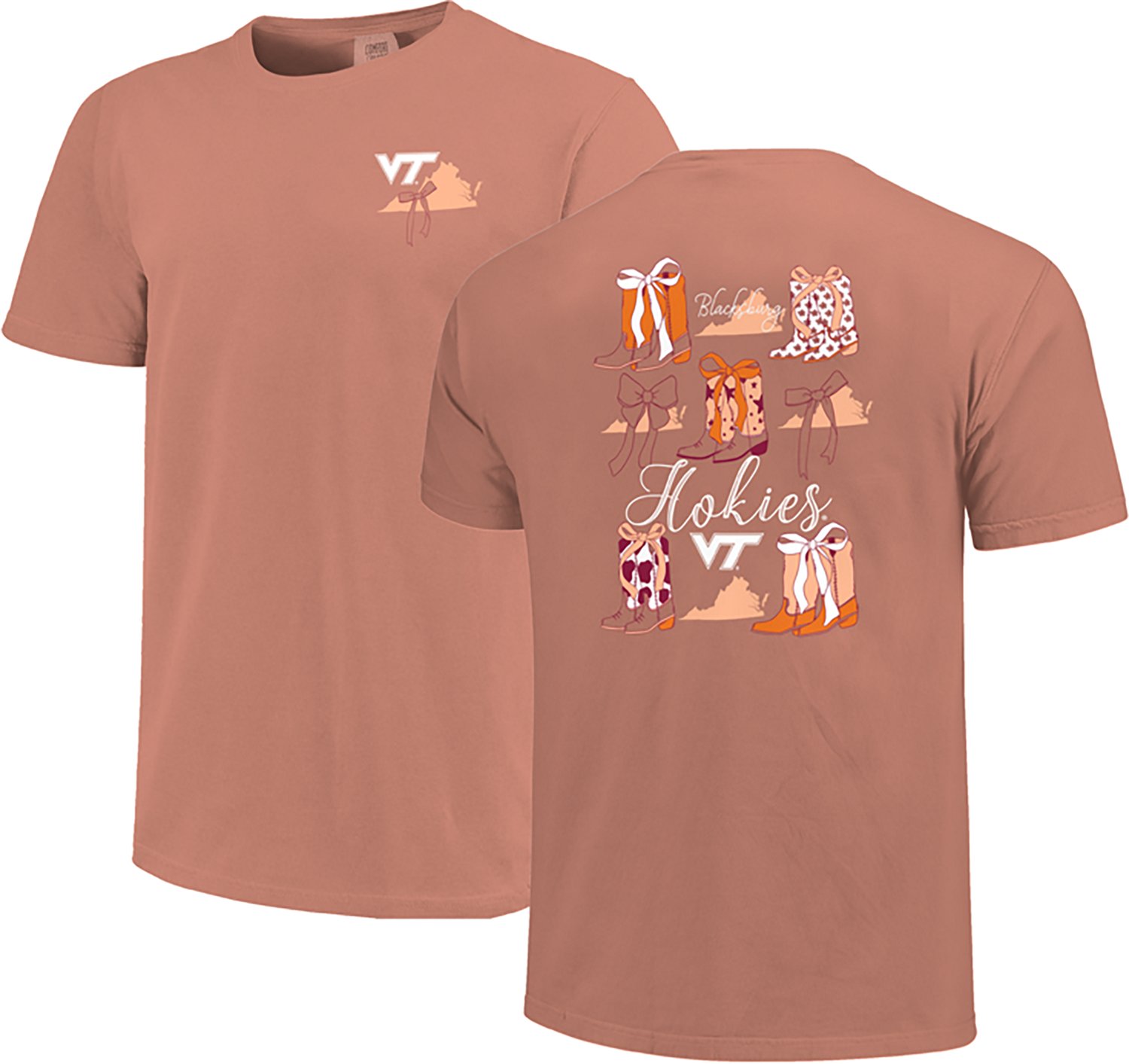 Image One Women's Virginia Tech Boots and Bows Graphic T-shirt - view number 3