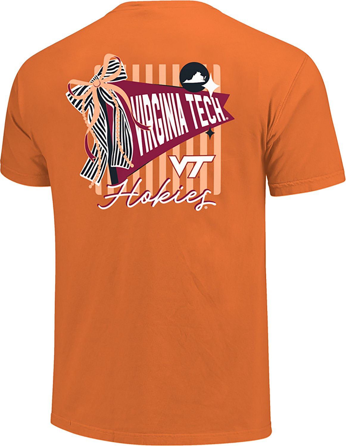 Image One Women's Virginia Tech Pennant Stripes Graphic T-shirt