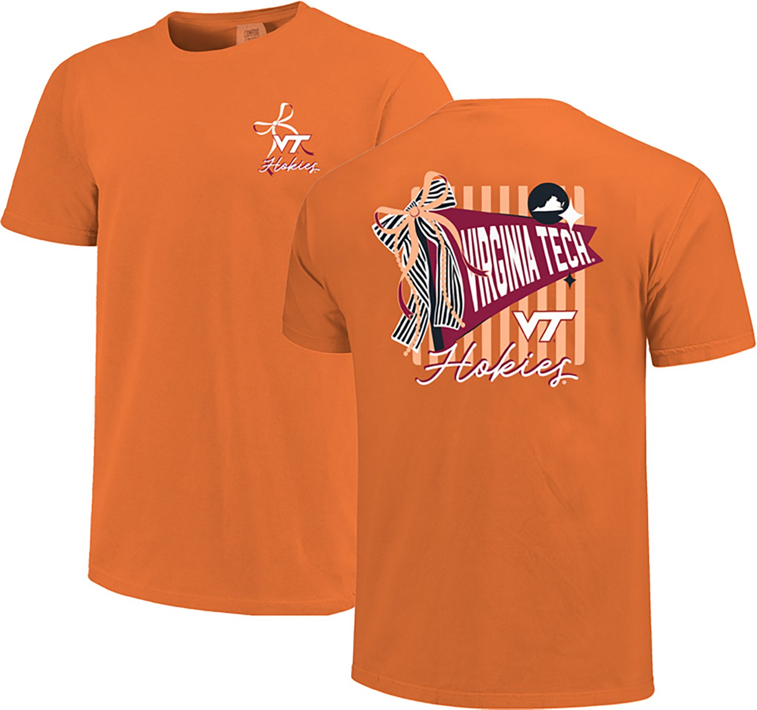 Image One Women's Virginia Tech Pennant Stripes Graphic T-shirt - view number 3