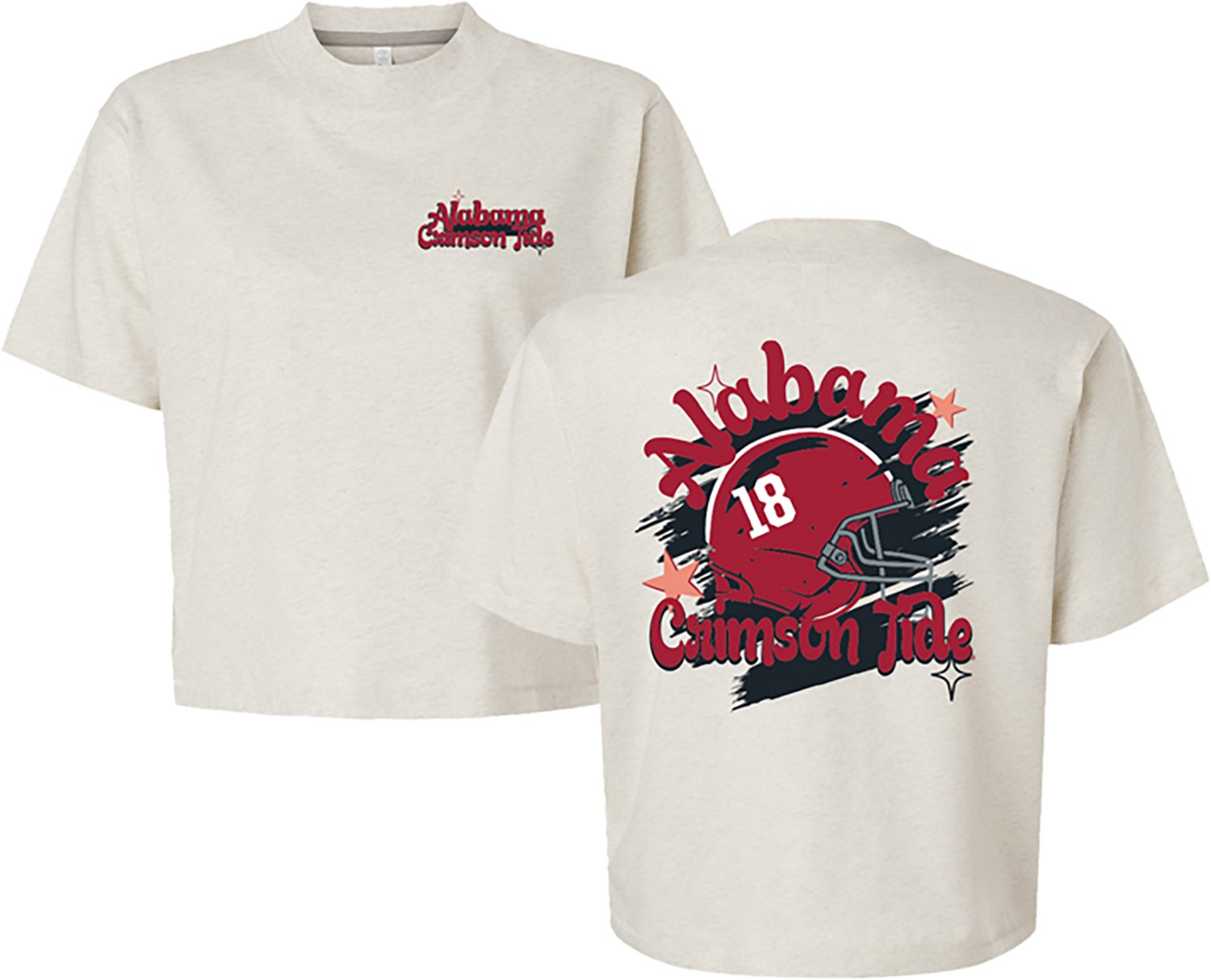 Image One Women's University of Alabama Groovy Helmet Boxy Graphic T-shirt