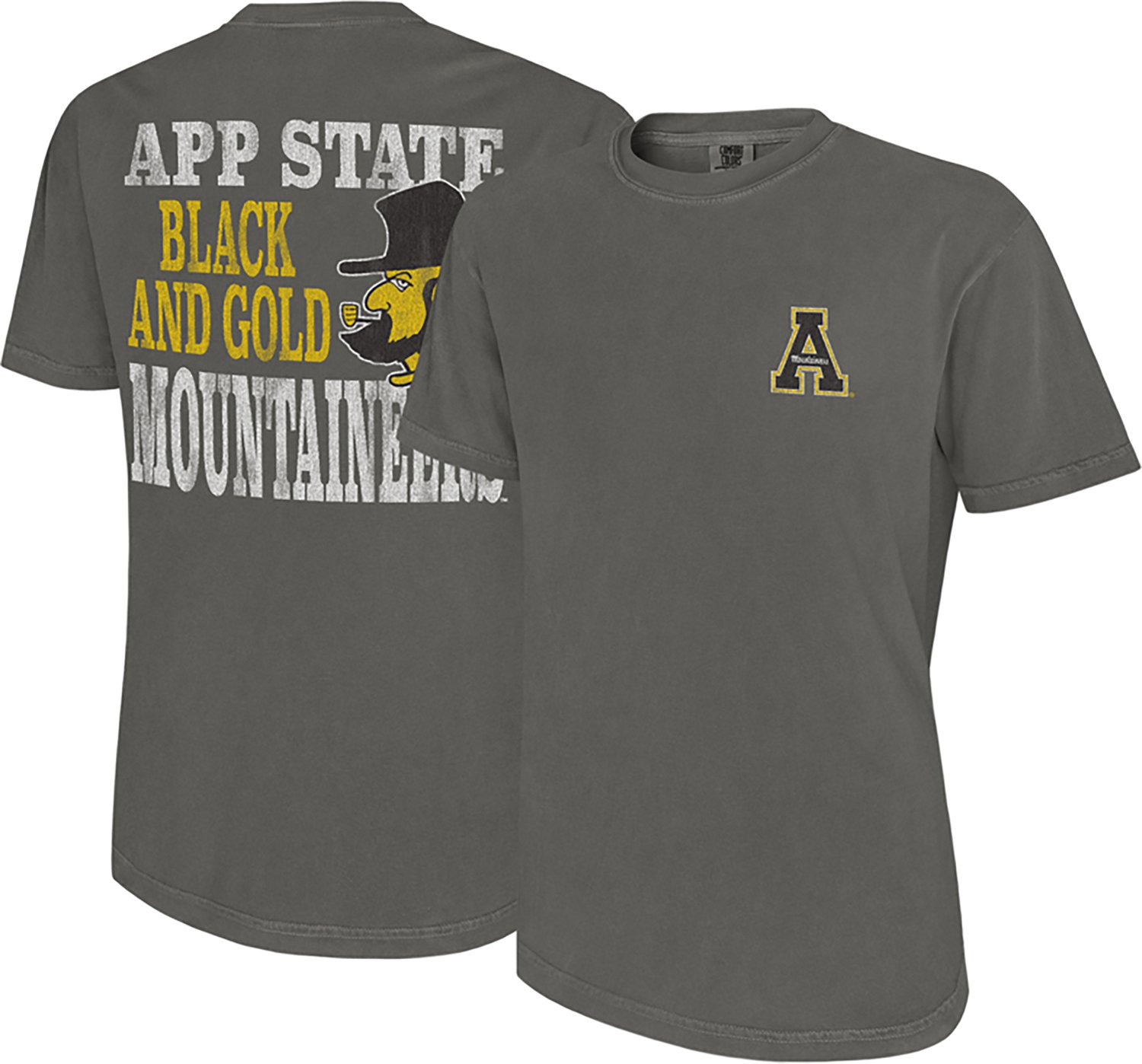 WILDCAT RETRO Men's Appalachian State University Black and Gold Mascot Graphic T-shirt - view number 3