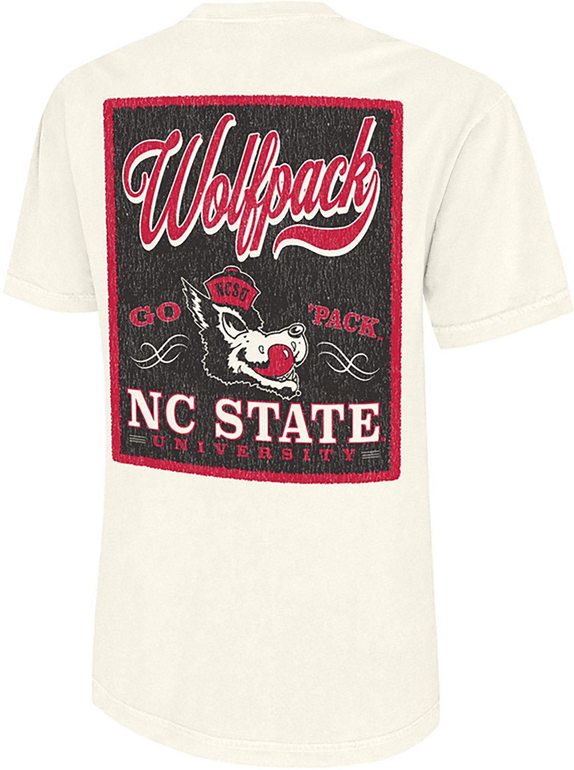 WILDCAT RETRO Men's North Carolina State University Script Tail Patch Graphic T-shirt