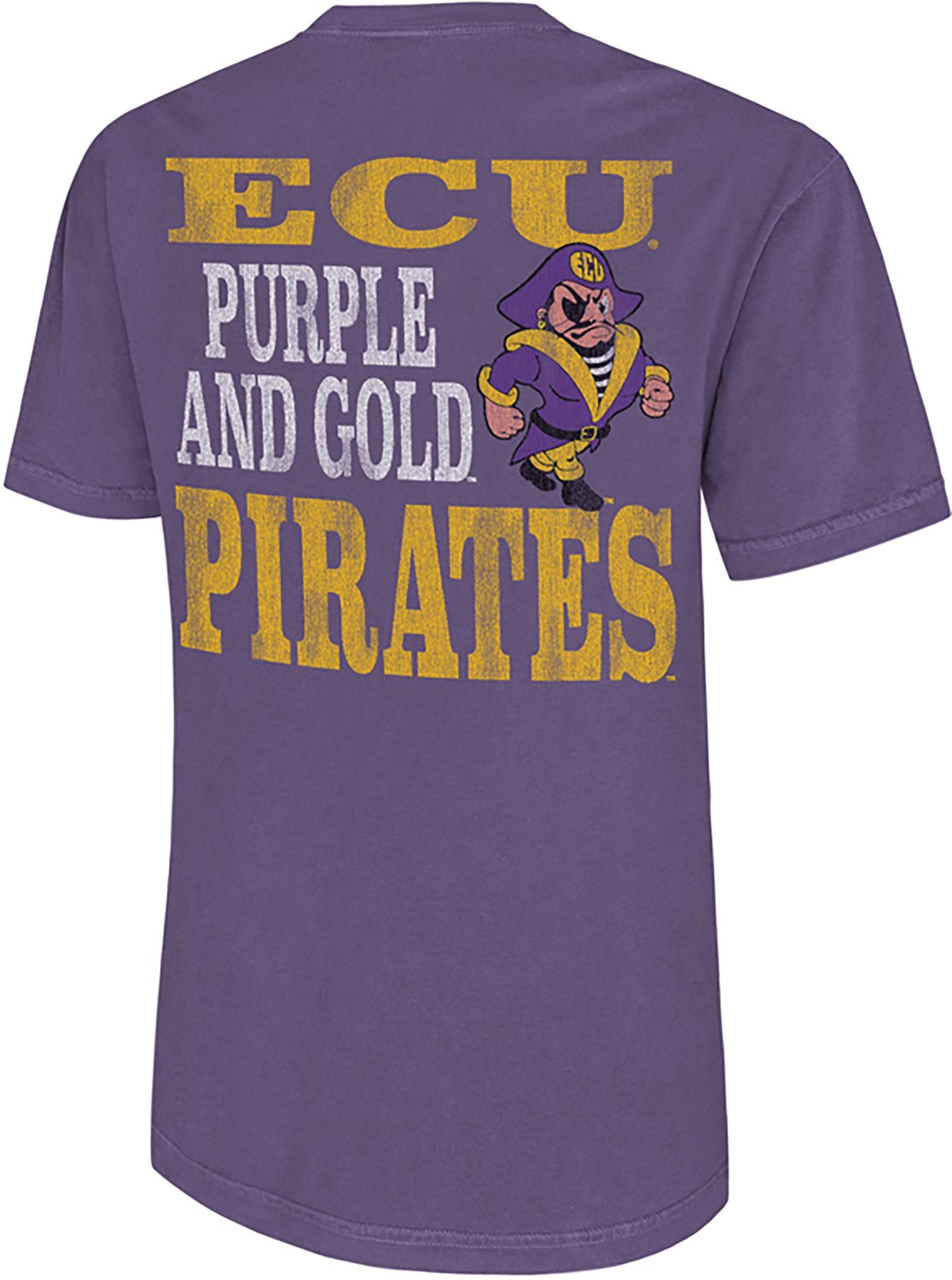 WILDCAT RETRO Men's East Carolina University Purple and Gold Mascot Graphic T-shirt