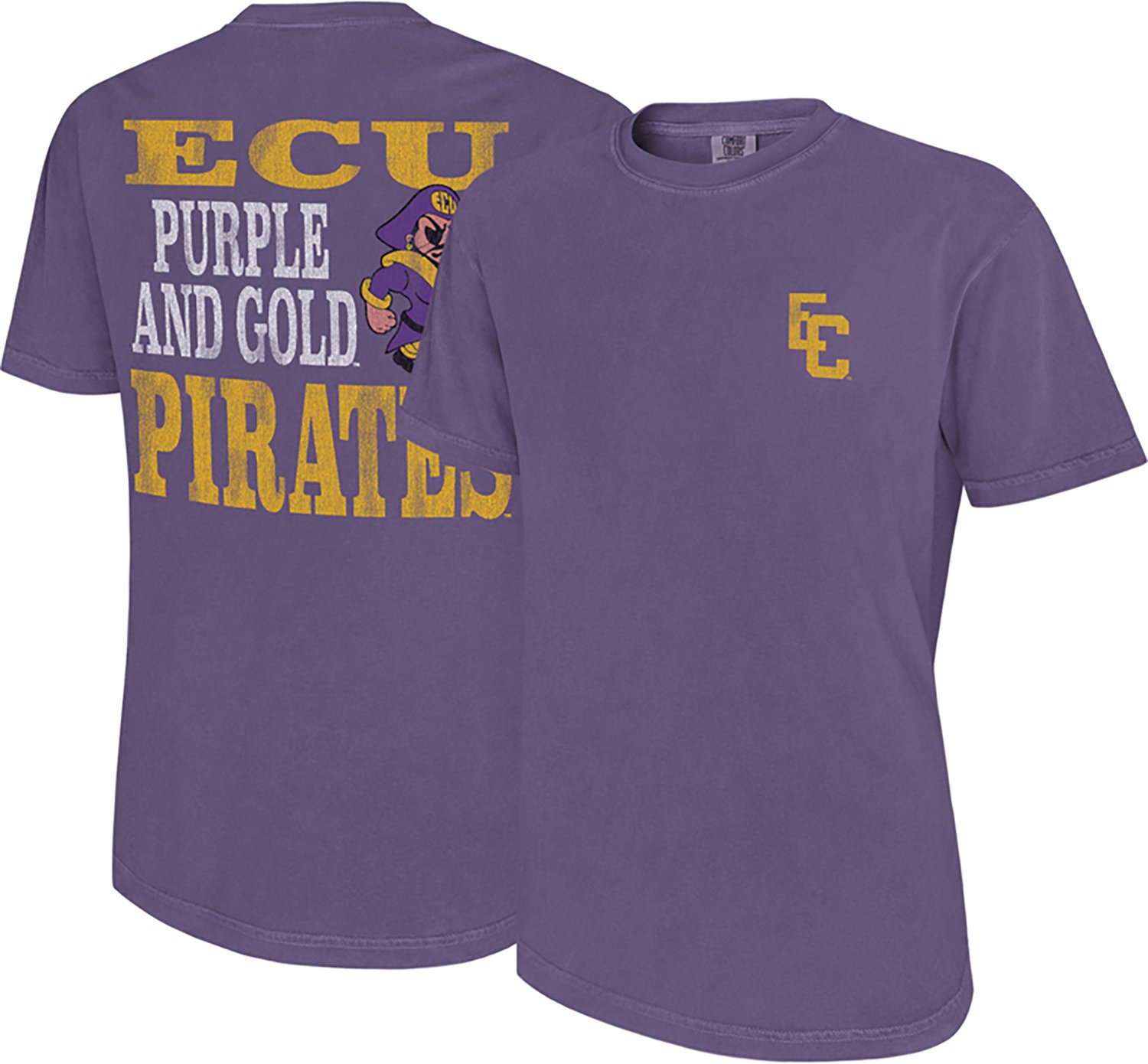 WILDCAT RETRO Men's East Carolina University Purple and Gold Mascot Graphic T-shirt - view number 3