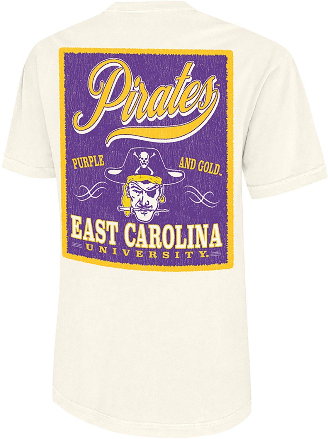 WILDCAT RETRO Men's East Carolina University Script Tail Patch Graphic T-shirt