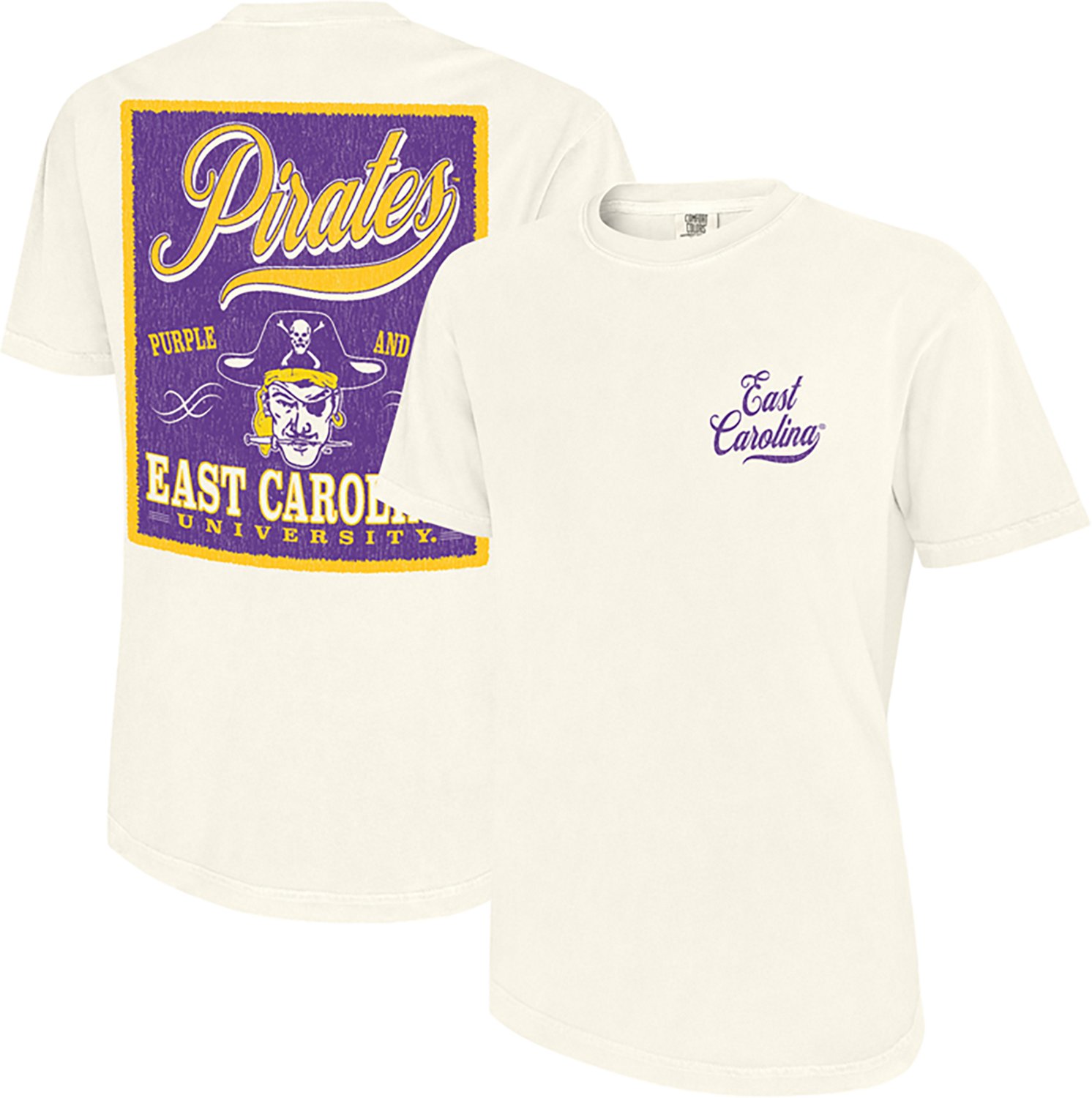 WILDCAT RETRO Men's East Carolina University Script Tail Patch Graphic T-shirt - view number 3