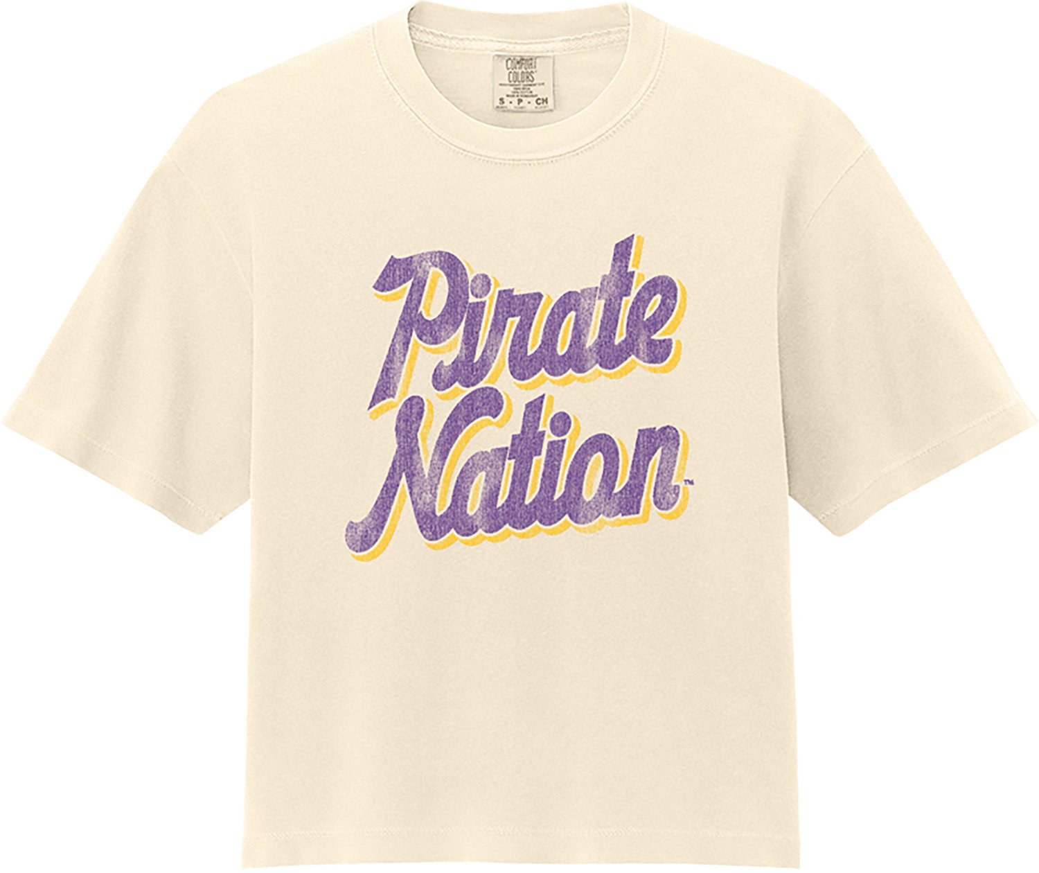 WILDCAT RETRO Women's East Carolina University Pirate Nation Script Graphic T-shirt