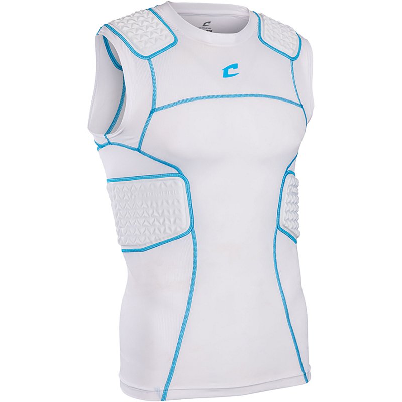 CHAMPRO Bull Rush Compression Football Integrated Shirt, Men's, Medium, White