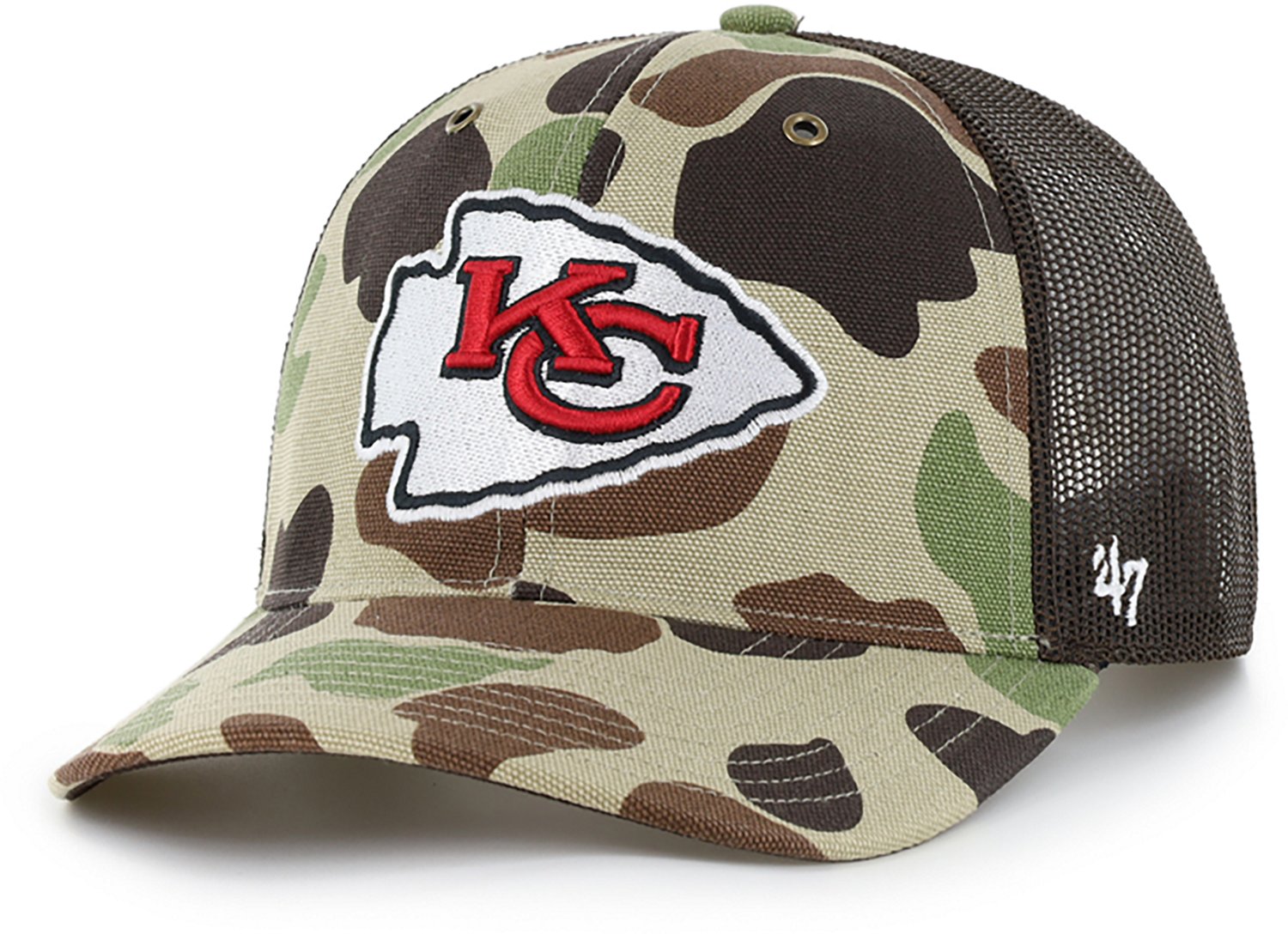 '47 Kansas City Chiefs Carhartt Duck Camo Trucker RF Cap - view number 2