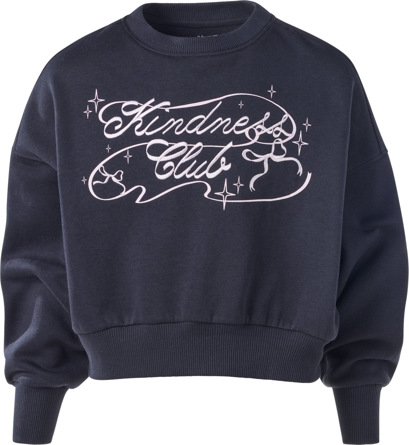 BCG Girls' Lifestyle Printed Fleece Cropped Kindness Club Crew Sweatshirt
