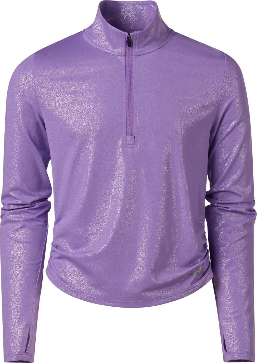 BCG Girls' Sparkle Cinch Quarter-Zip Long Sleeve Top