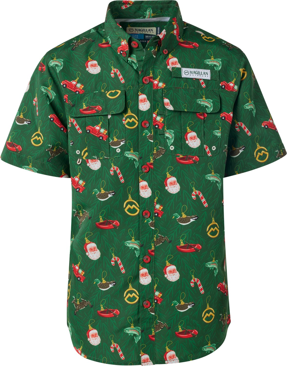 Magellan Outdoors Boys' Laguna Madre Holiday Ornaments Fishing Shirt