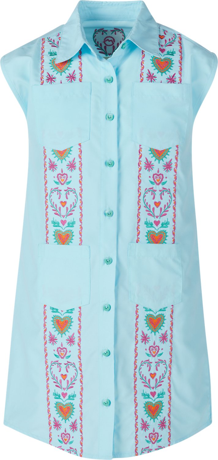 Magellan Outdoors Girls' Guayabera Ruffle Dress