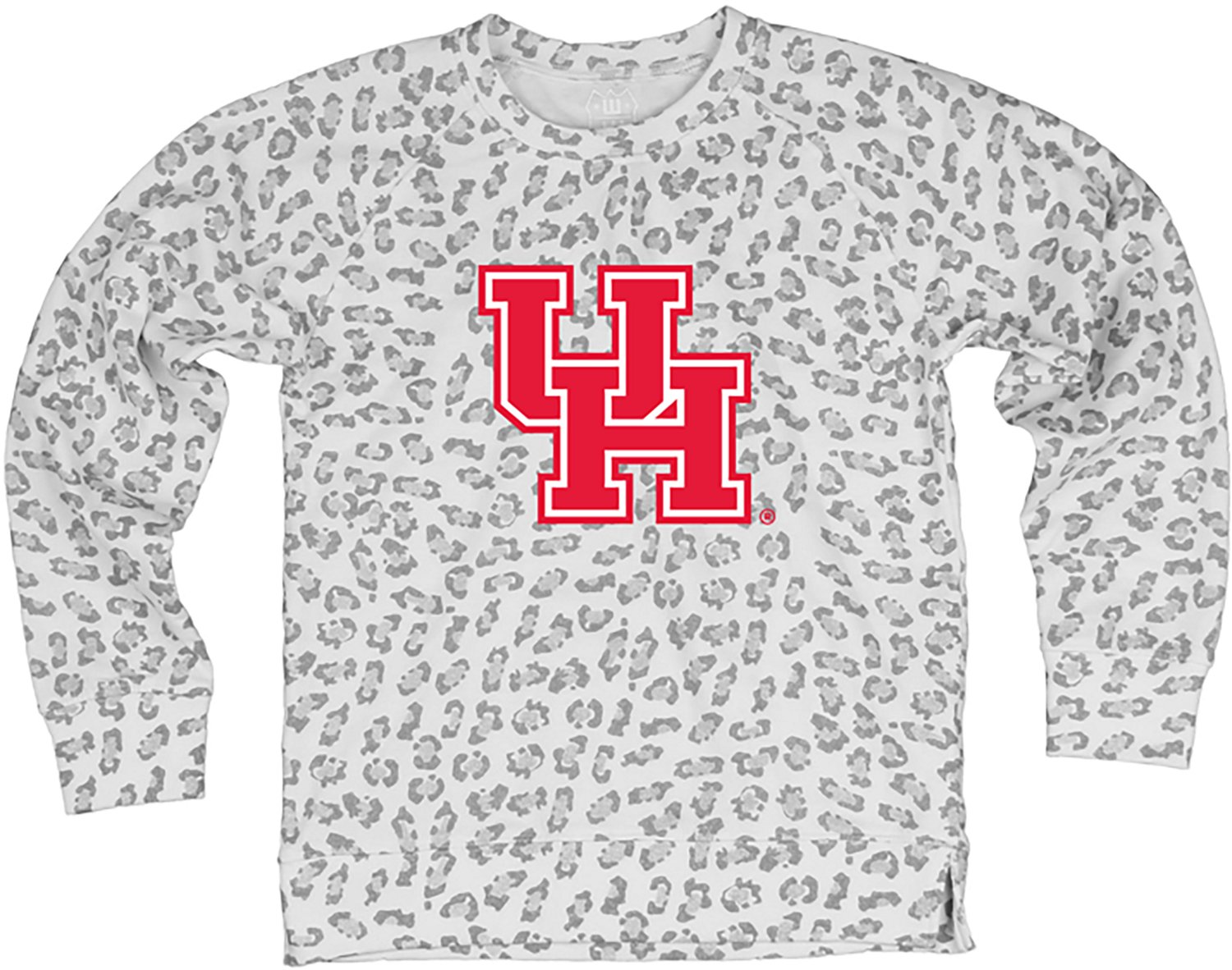 Wes & Willy Girls' University of Houston Leopard Burn Out Fleece Crew