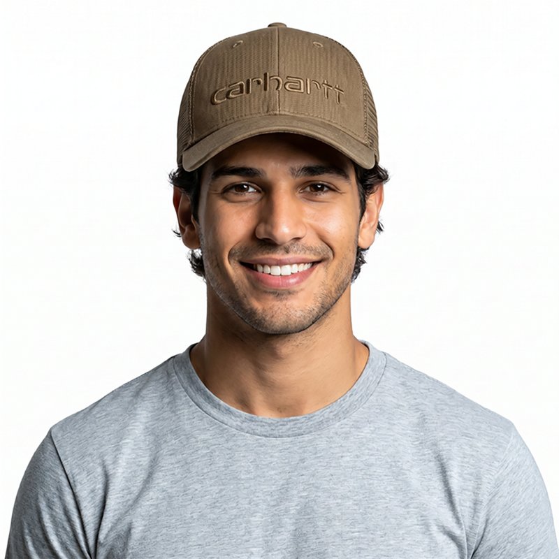 Carhartt Canvas Mesh-Back Logo Graphic Cap - Light Brown