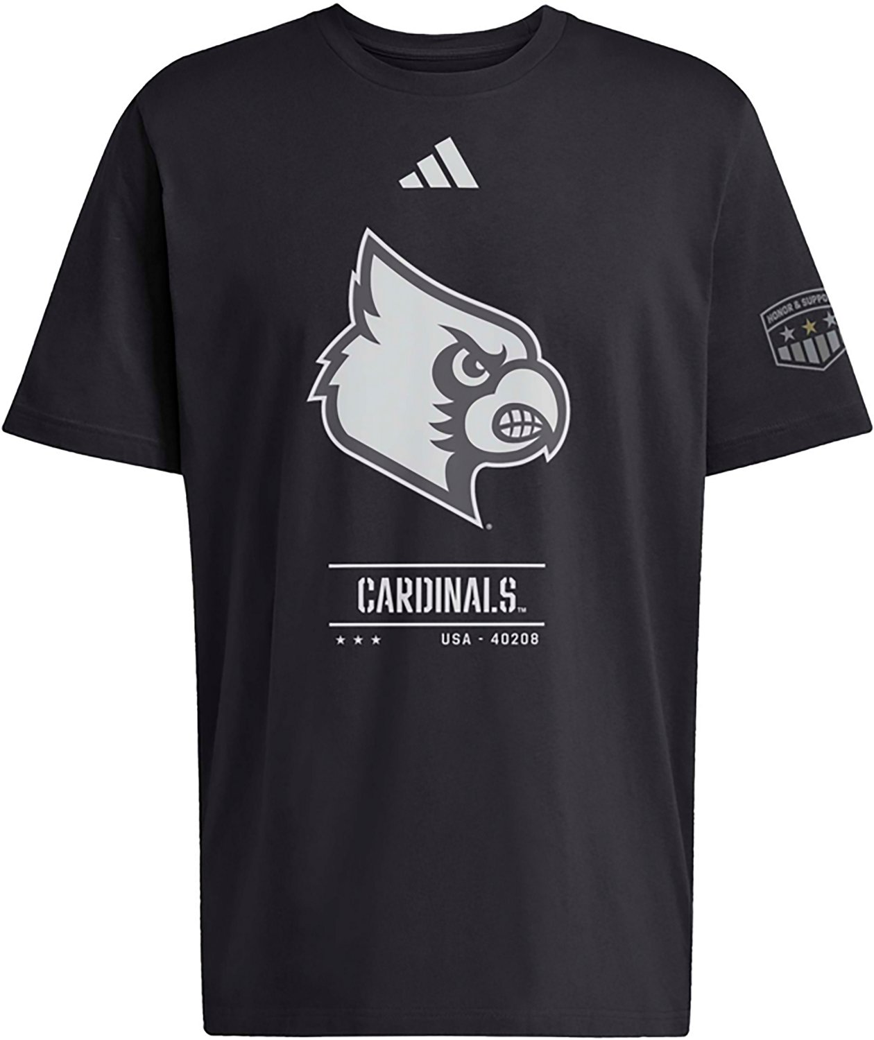 adidas Men's Louisville Cardinals Salute To Service Oversize Logo Short Sleeve T-shirt