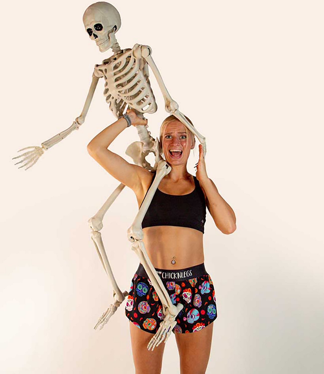 ChicknLegs Women's Sugar Skulls Split Shorts 1.5 In - view number 5