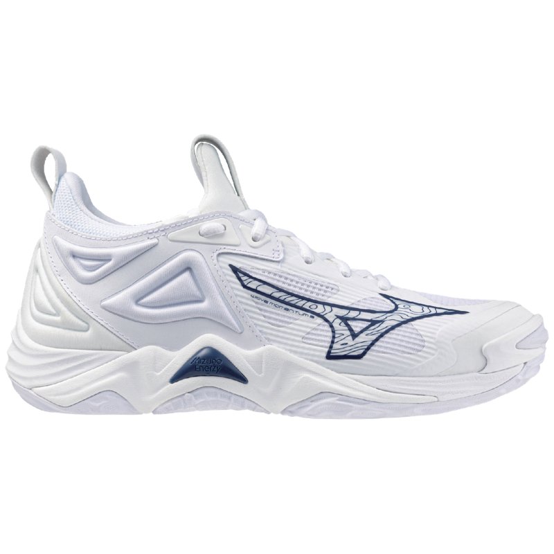 Mizuno Women's Wave Momentum 3 Volleyball Shoes, Size 11.5, White/Navy