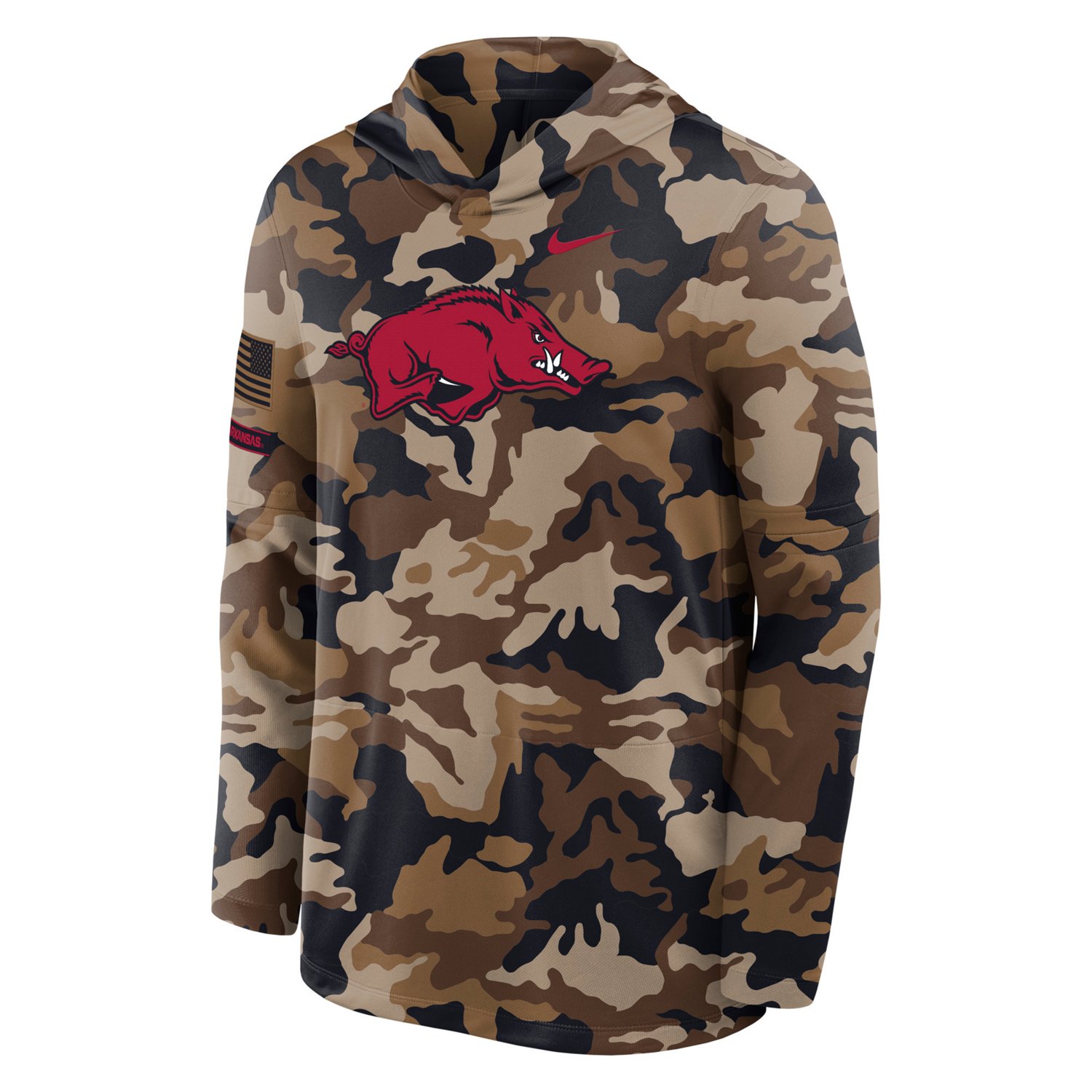 Nike Men's University of Arkansas Military Dri-FIT Lightweight Long Sleeve Hoodie Top