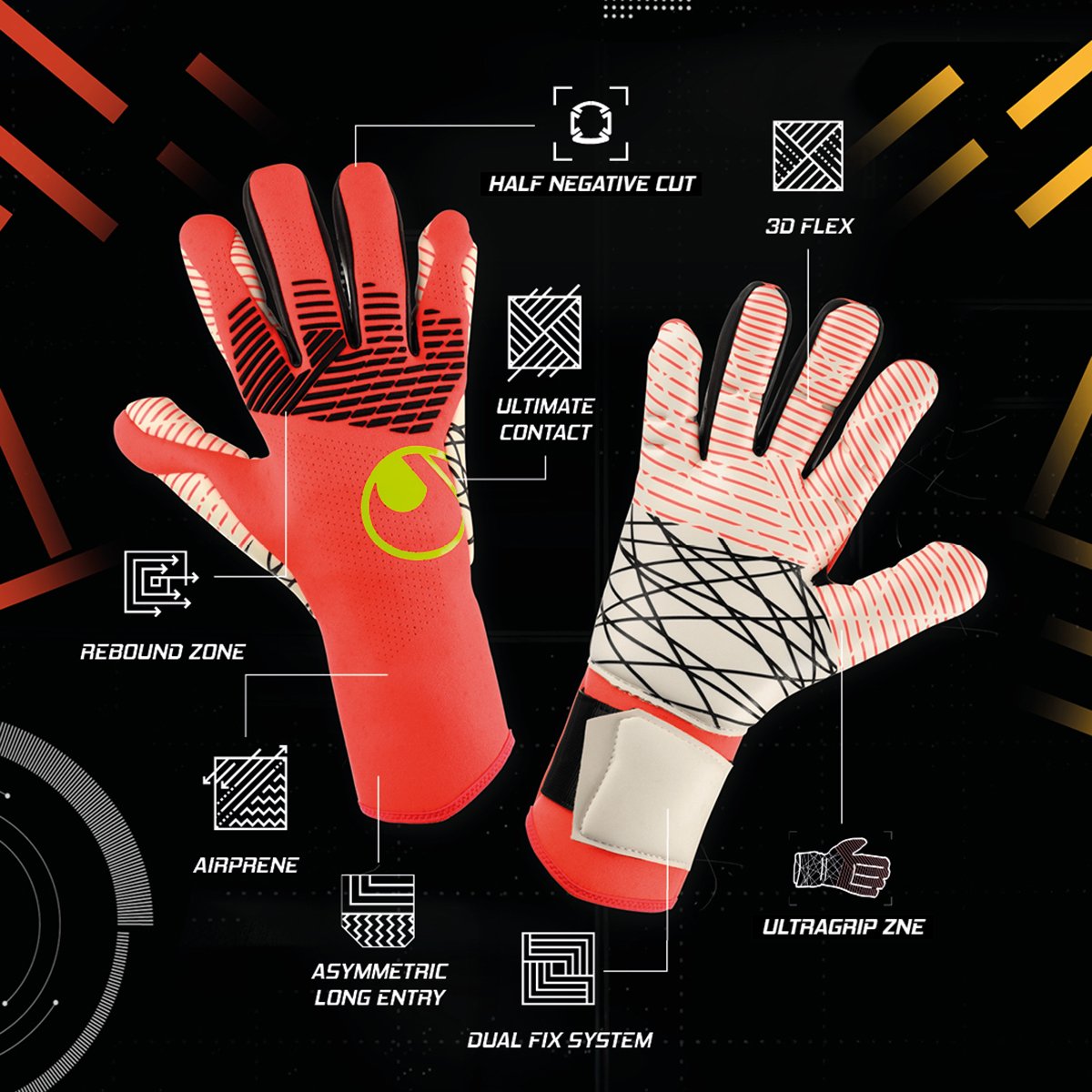 Uhlsport Fangmaschine Ultragrip ZNE HALF NEGATIVE Goalkeeping Gloves - view number 3