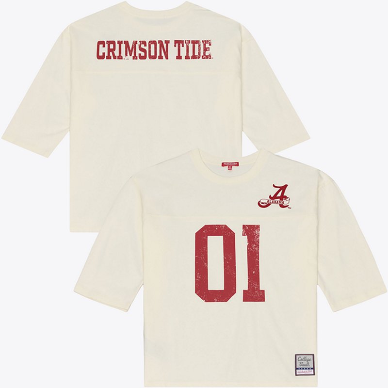 Mitchell & Ness Women's Cream Alabama Crimson Tide Retro Roots Oversized 3/4-Sleeve T-Shirt - Cream